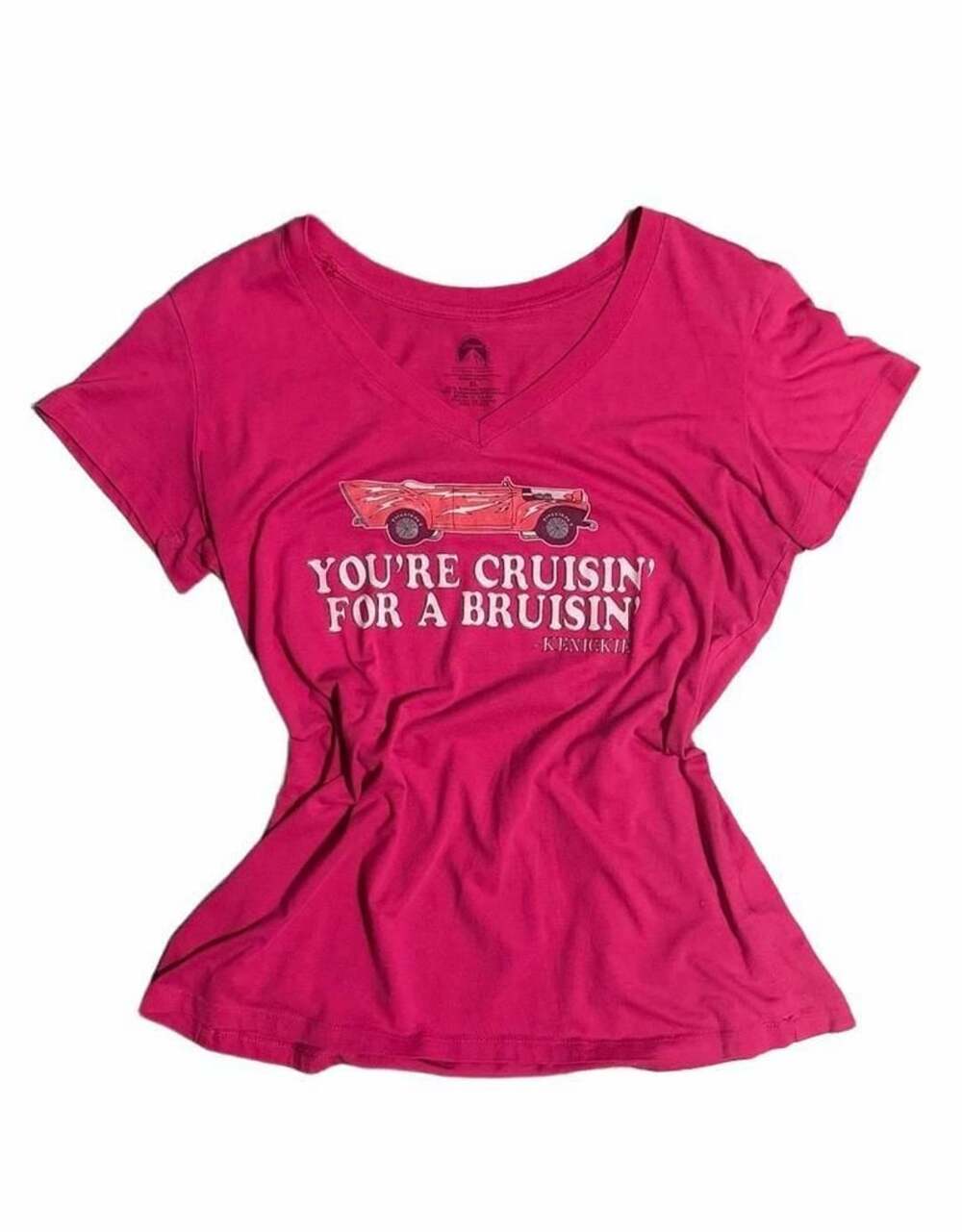 Vintage Grease Kenickie You're Cruisin' For A Bruisin' Pink V-Neck Graphic Tee